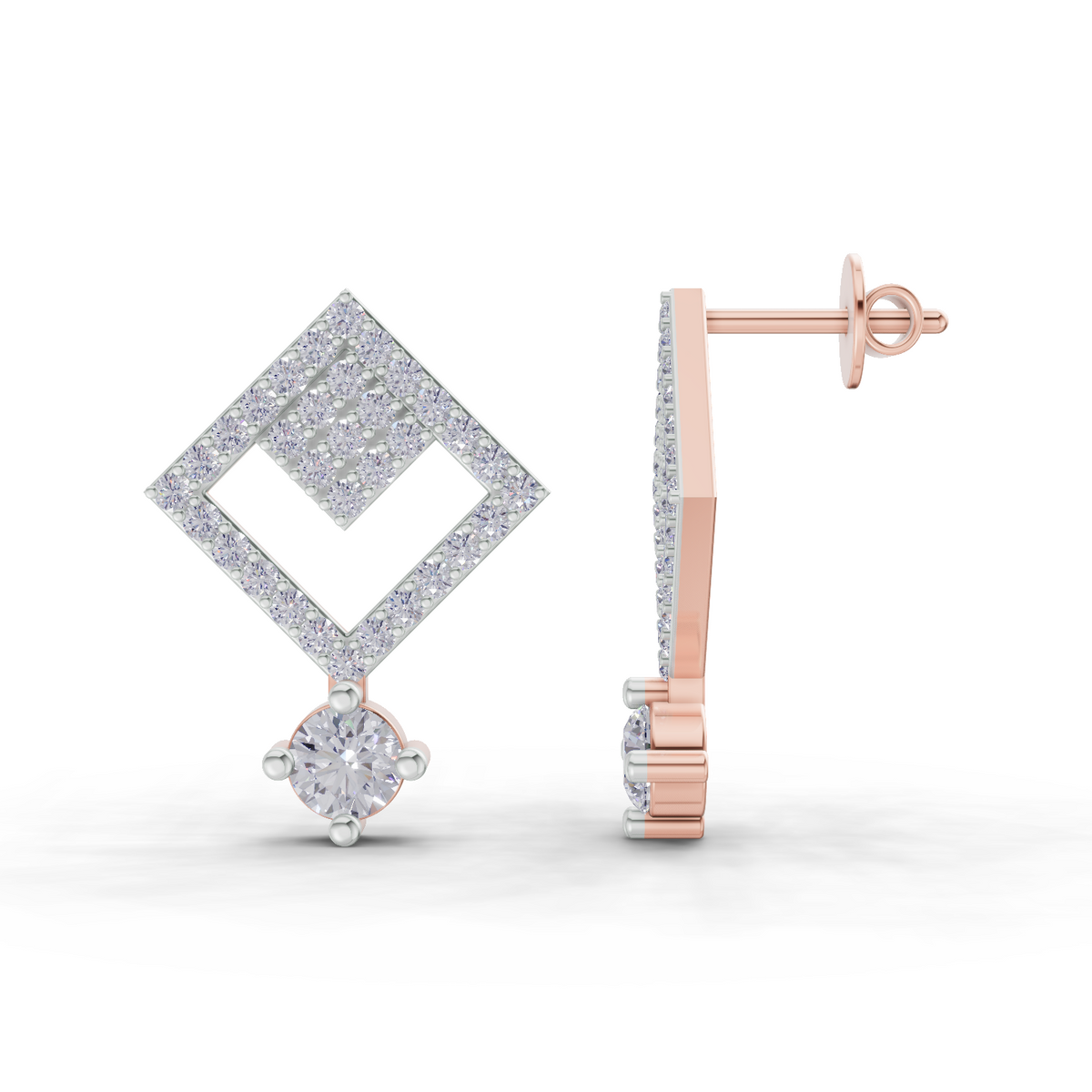 Captivating Square Diamond Drop Earrings