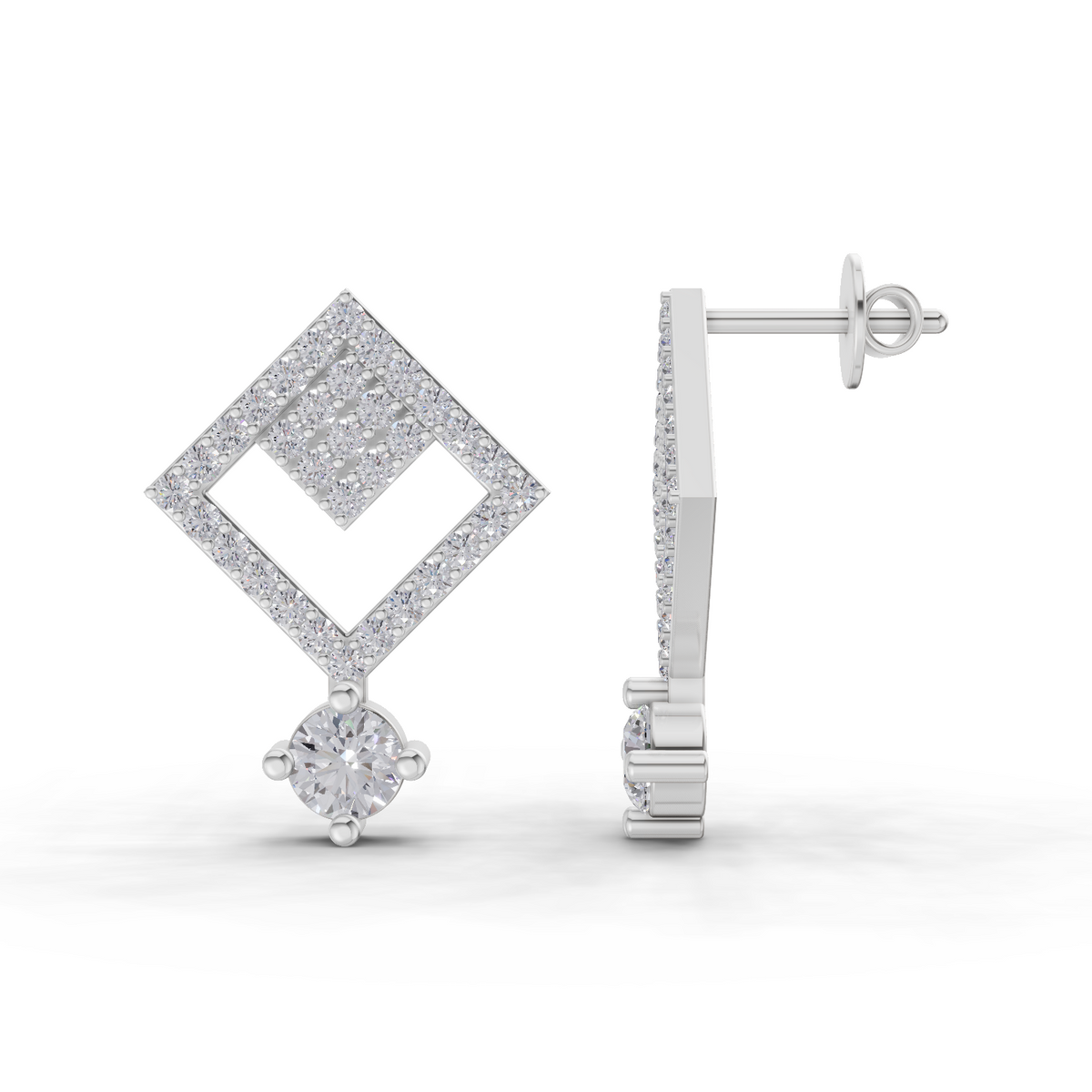 Captivating Square Diamond Drop Earrings