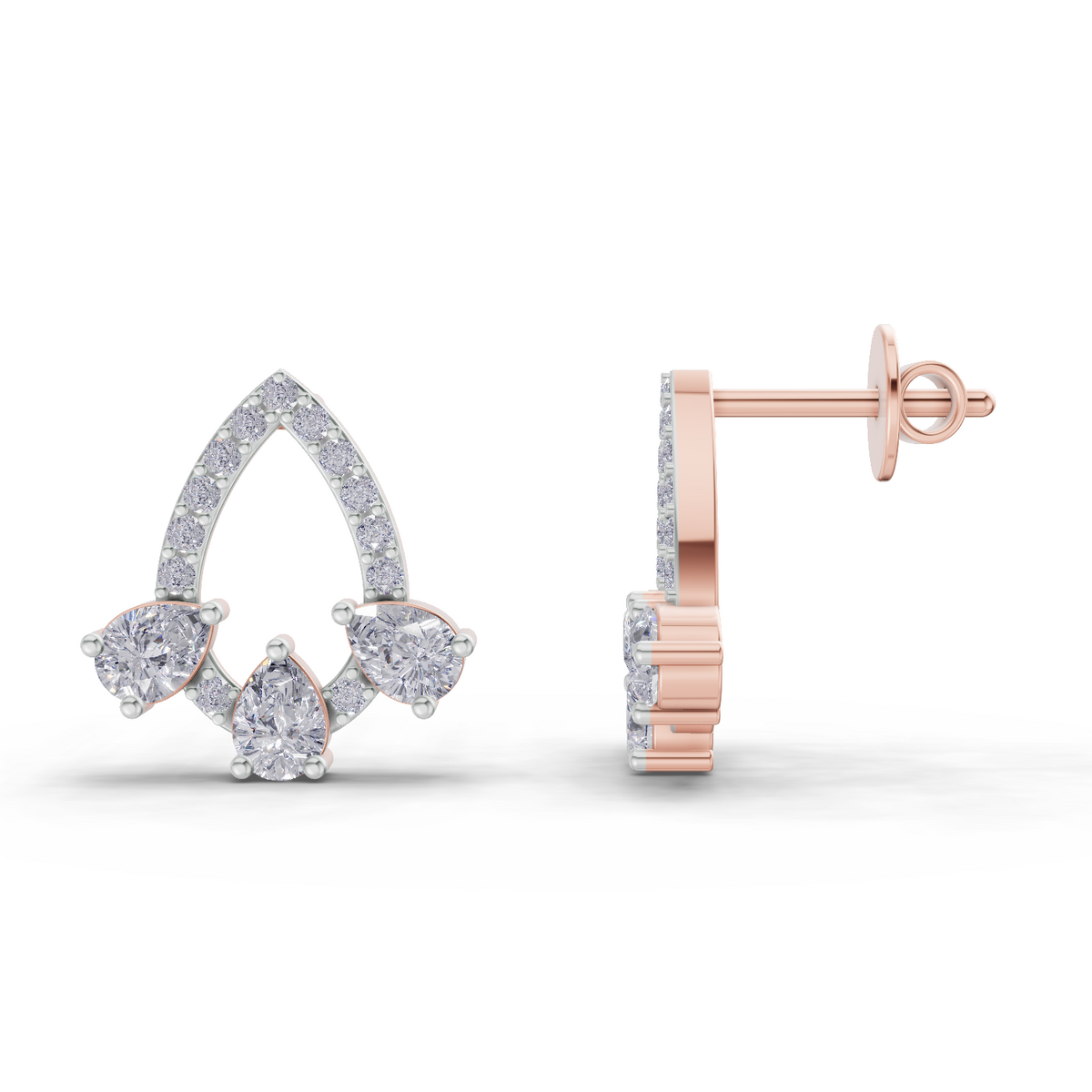 Radiant Pear Halo Diamond Earrings