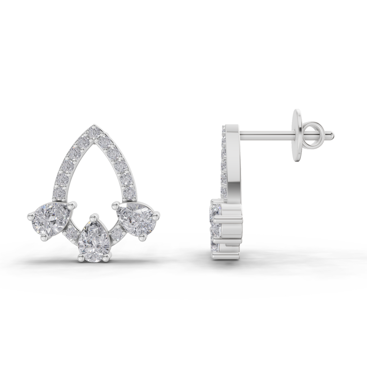 Radiant Pear Halo Diamond Earrings