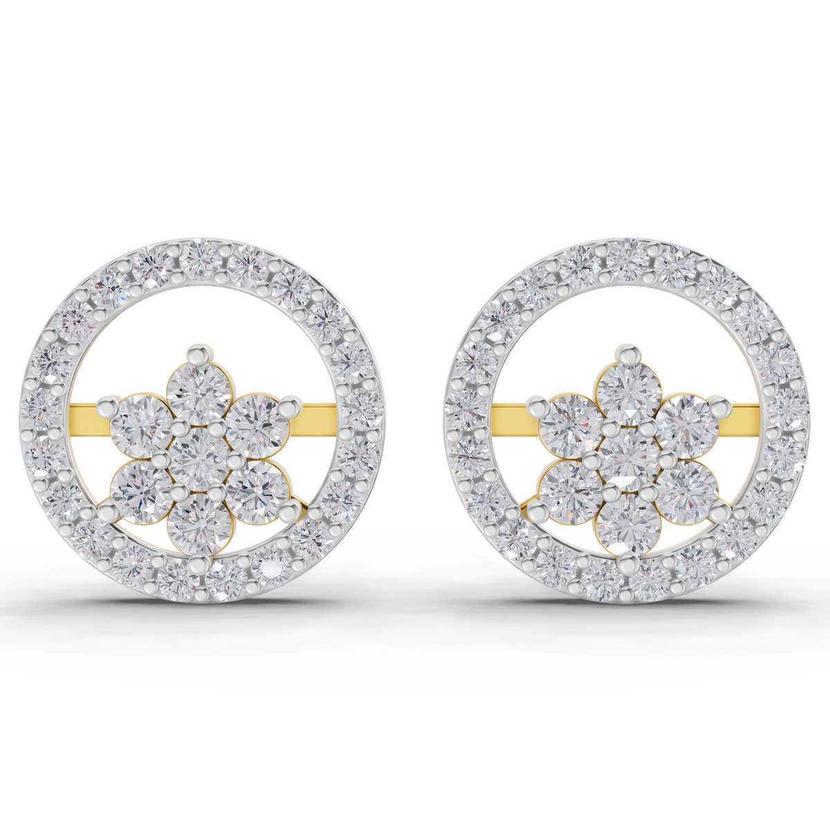 0.99 Carat HaloFlora Studs Earrings 14K