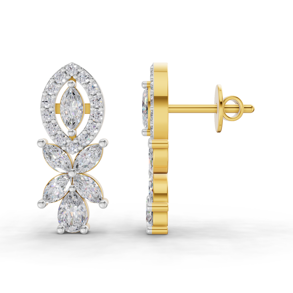 1.62 Carat Marquise And Pear Shape Diamond Earrings 14K