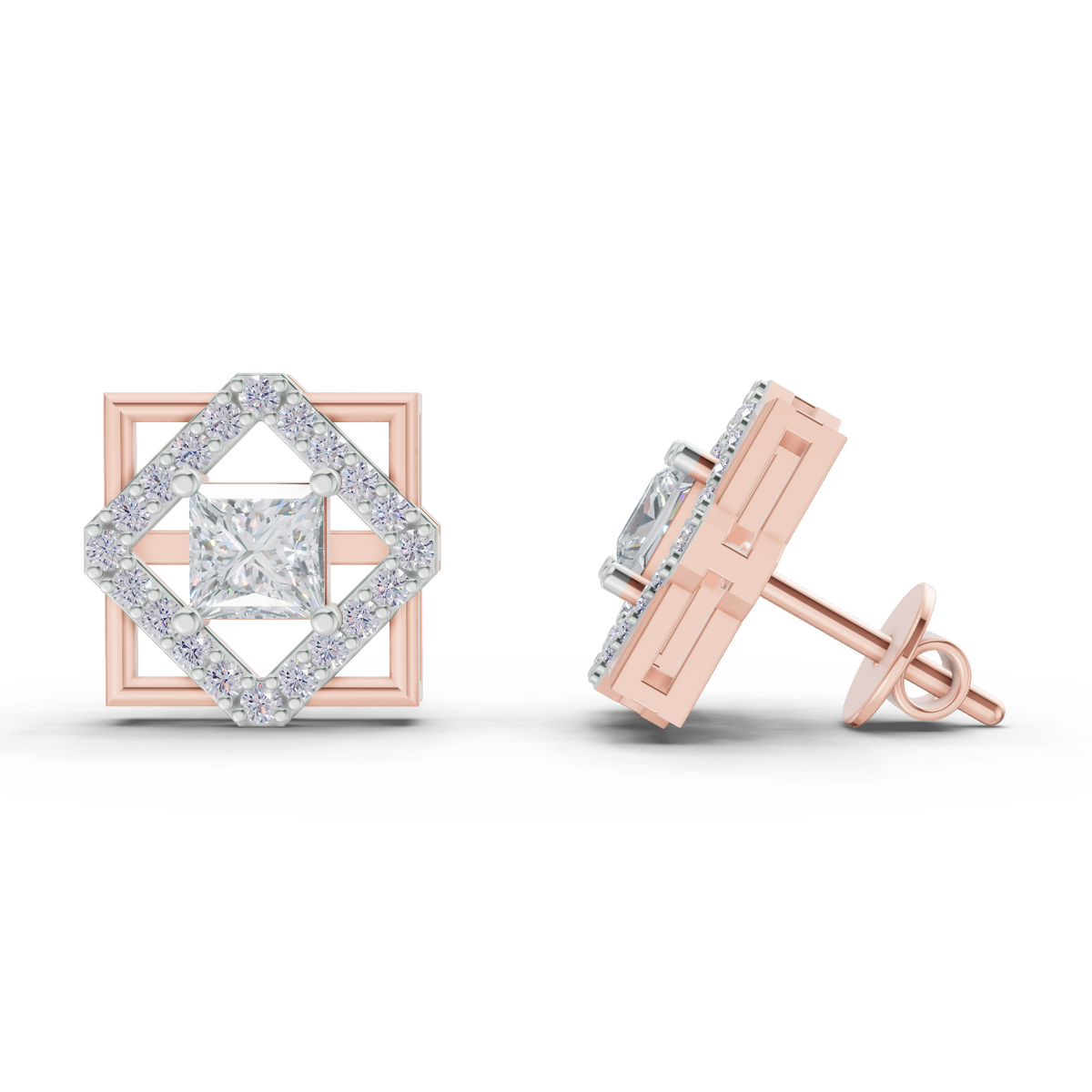 Regal Square Diamond Earrings
