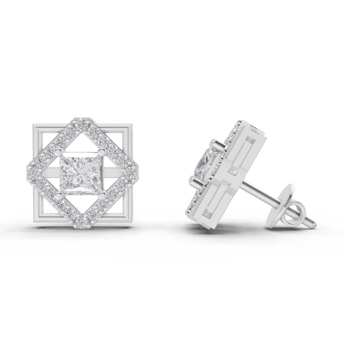Regal Square Diamond Earrings