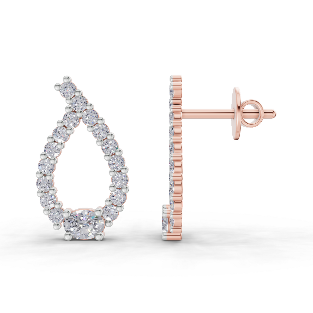 Sublime Pear Halo Diamond Stud Earrings