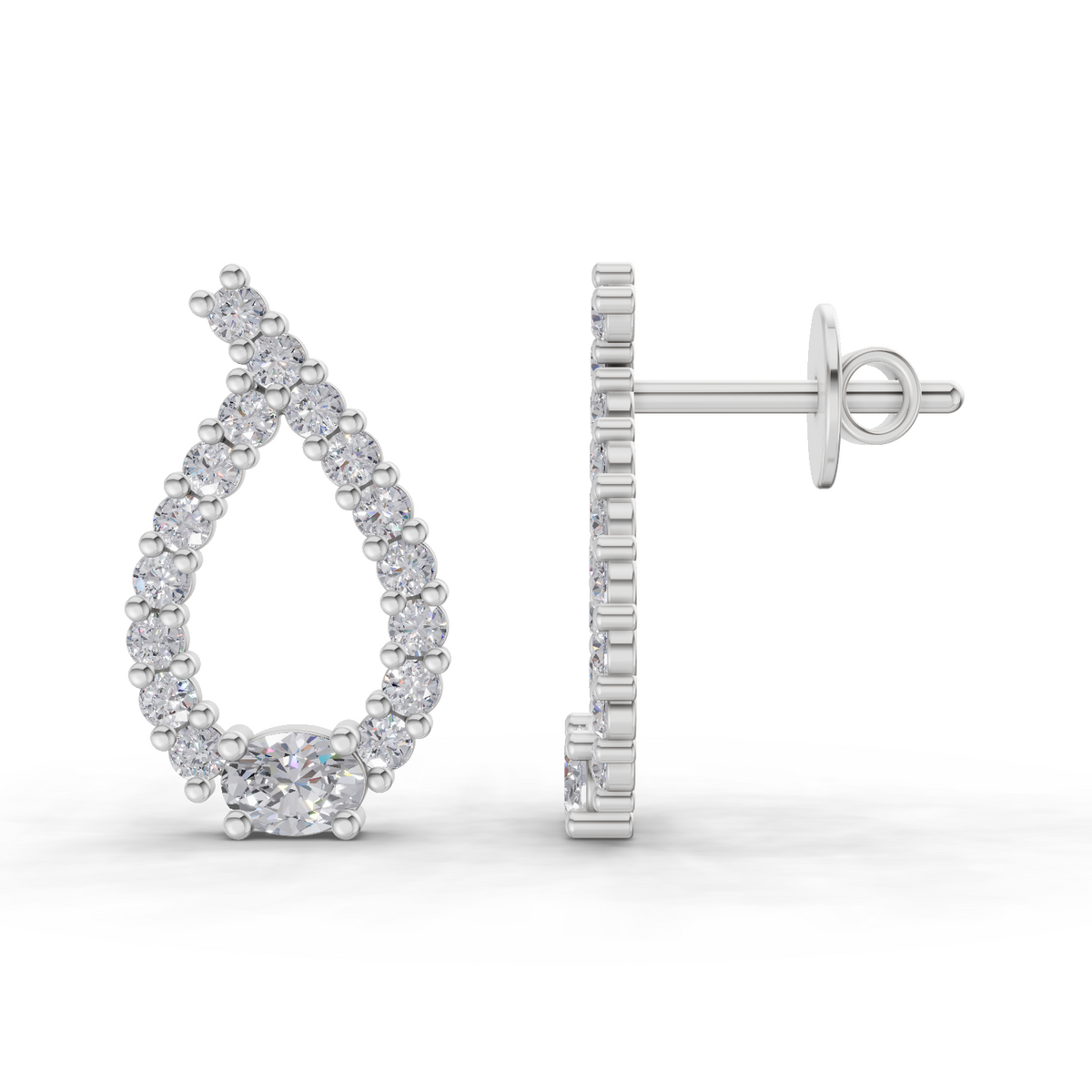 Sublime Pear Halo Diamond Stud Earrings