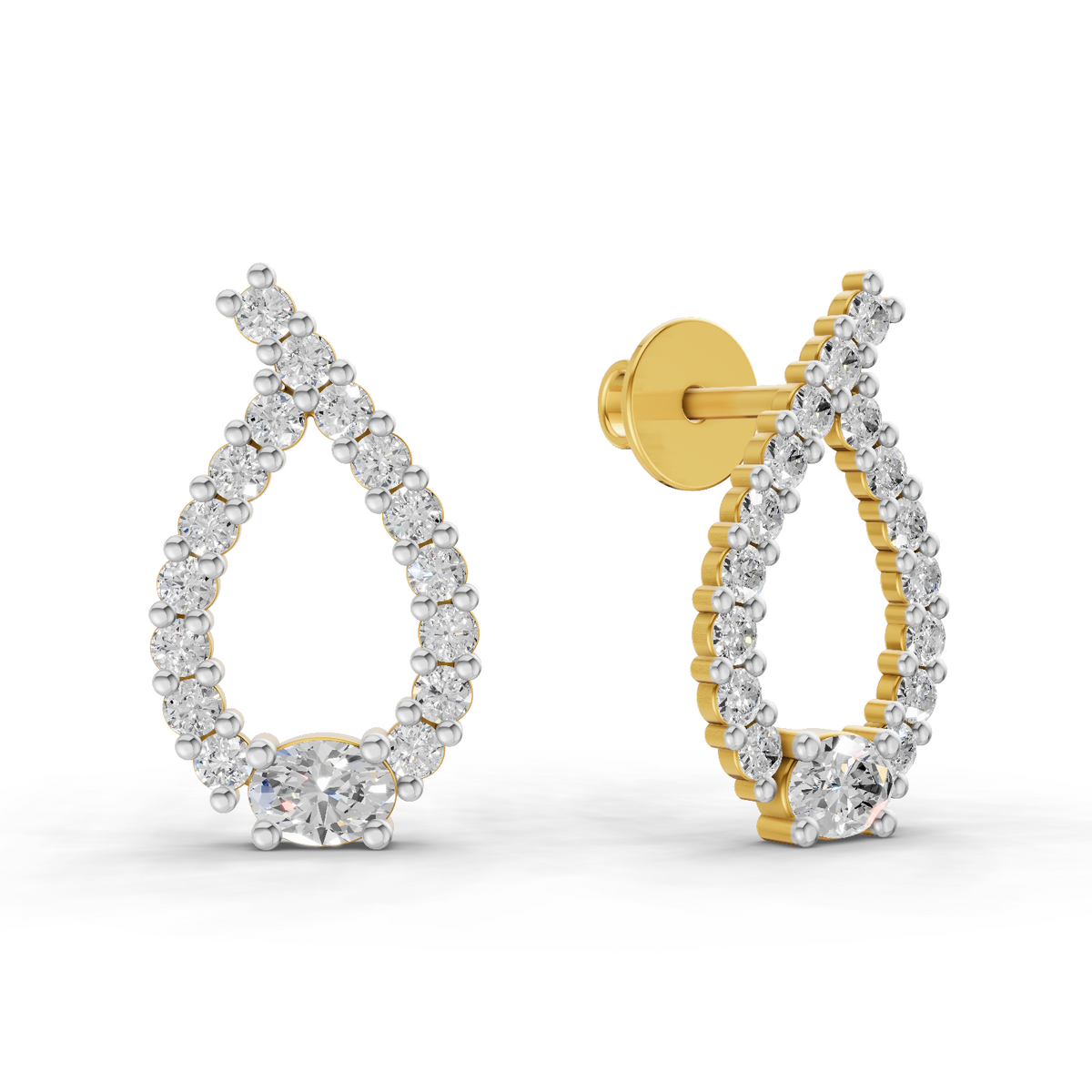 0.75 Carat Pear Stud Earrings 14K