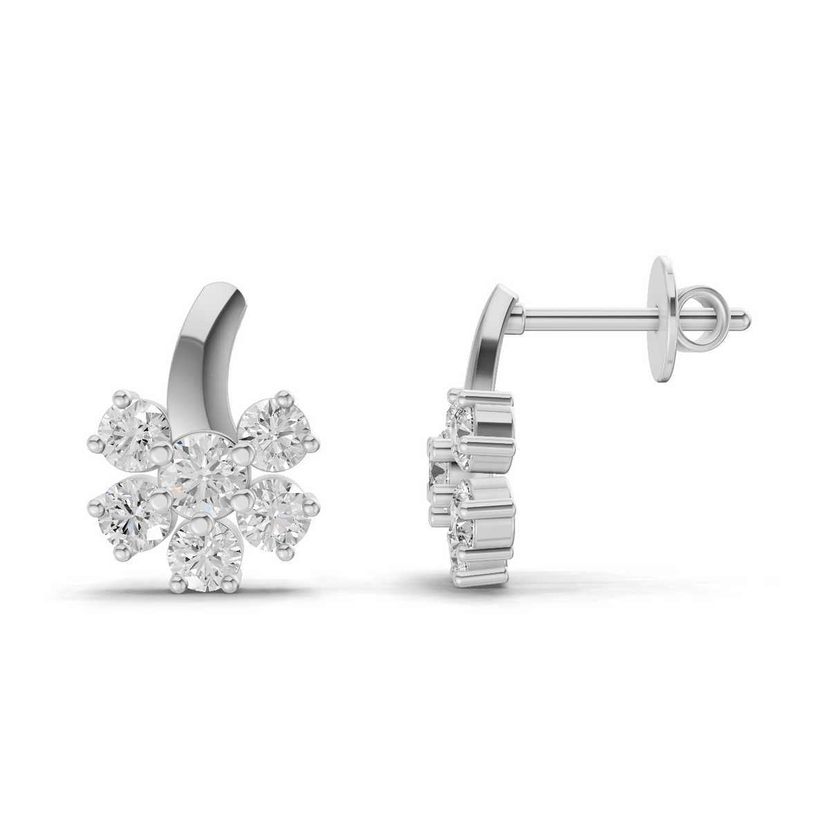 Dreamy Floral Diamond Stud Earrings