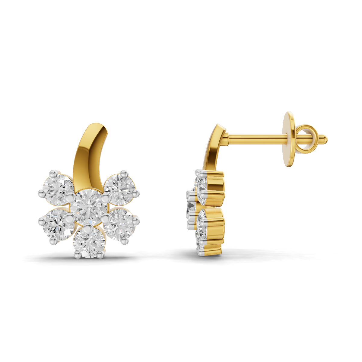 1.18 Carat Starlight Floral Stud Earrings 14K