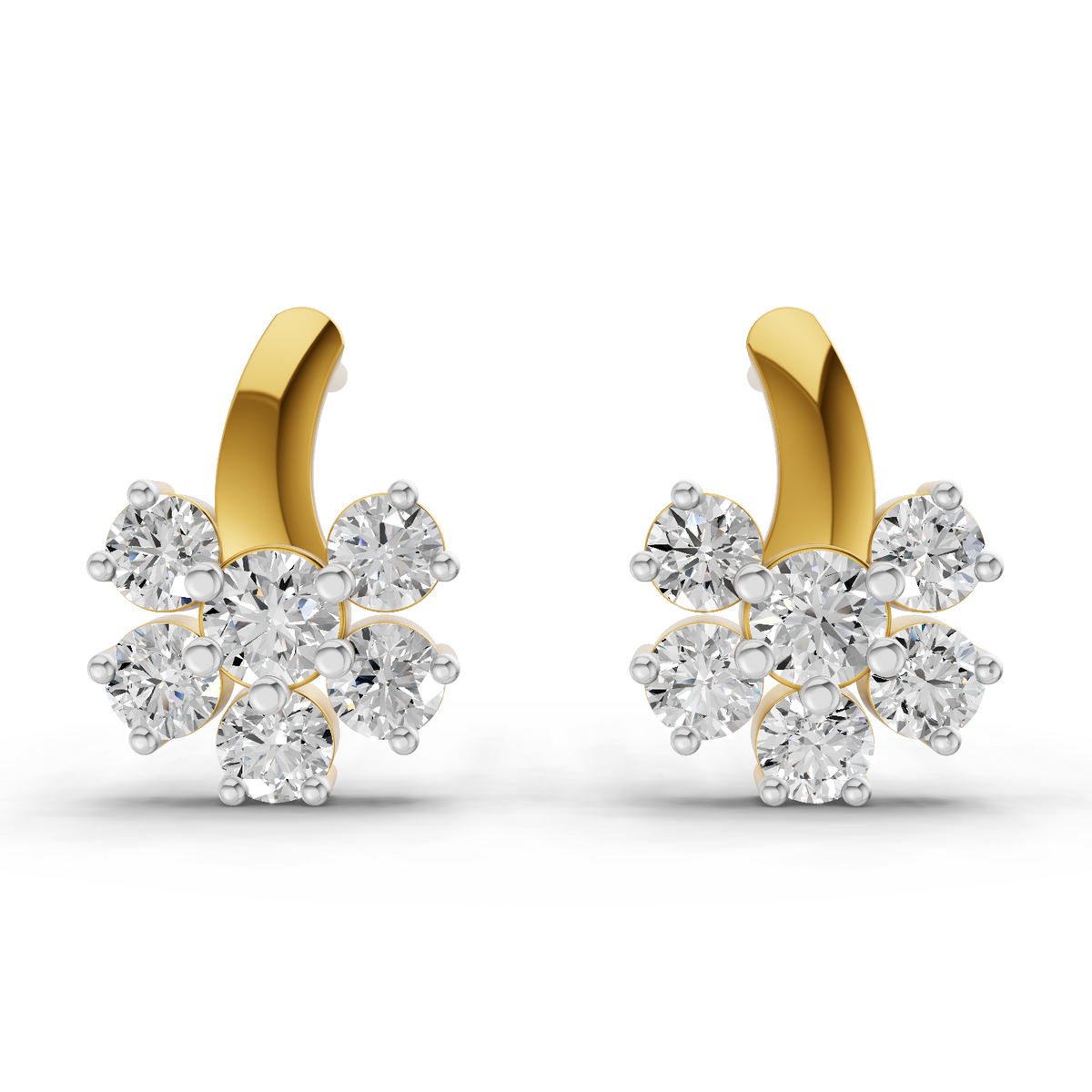 1.18 Carat Starlight Floral Stud Earrings 14K