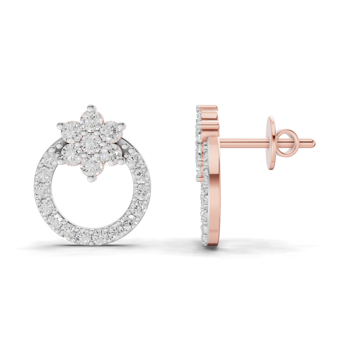 Majestic Circle Cluster Diamond Earrings