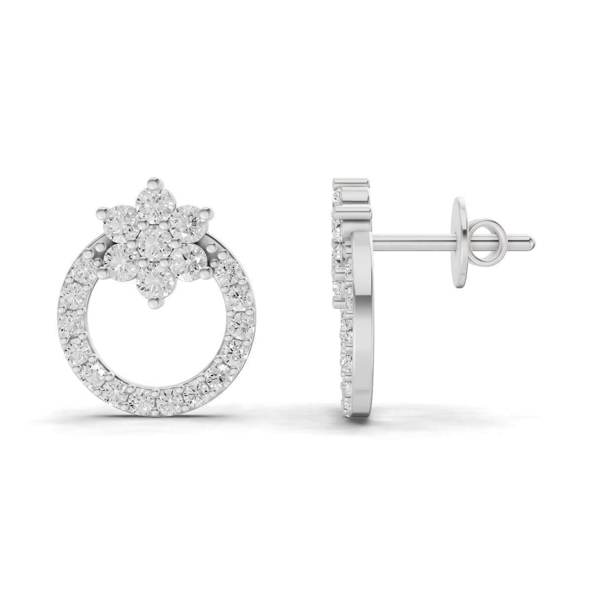 Majestic Circle Cluster Diamond Earrings