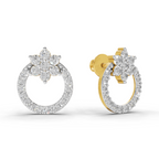 0.94 Carat Cluster and Open Circle Diamond Studs earrings 14K
