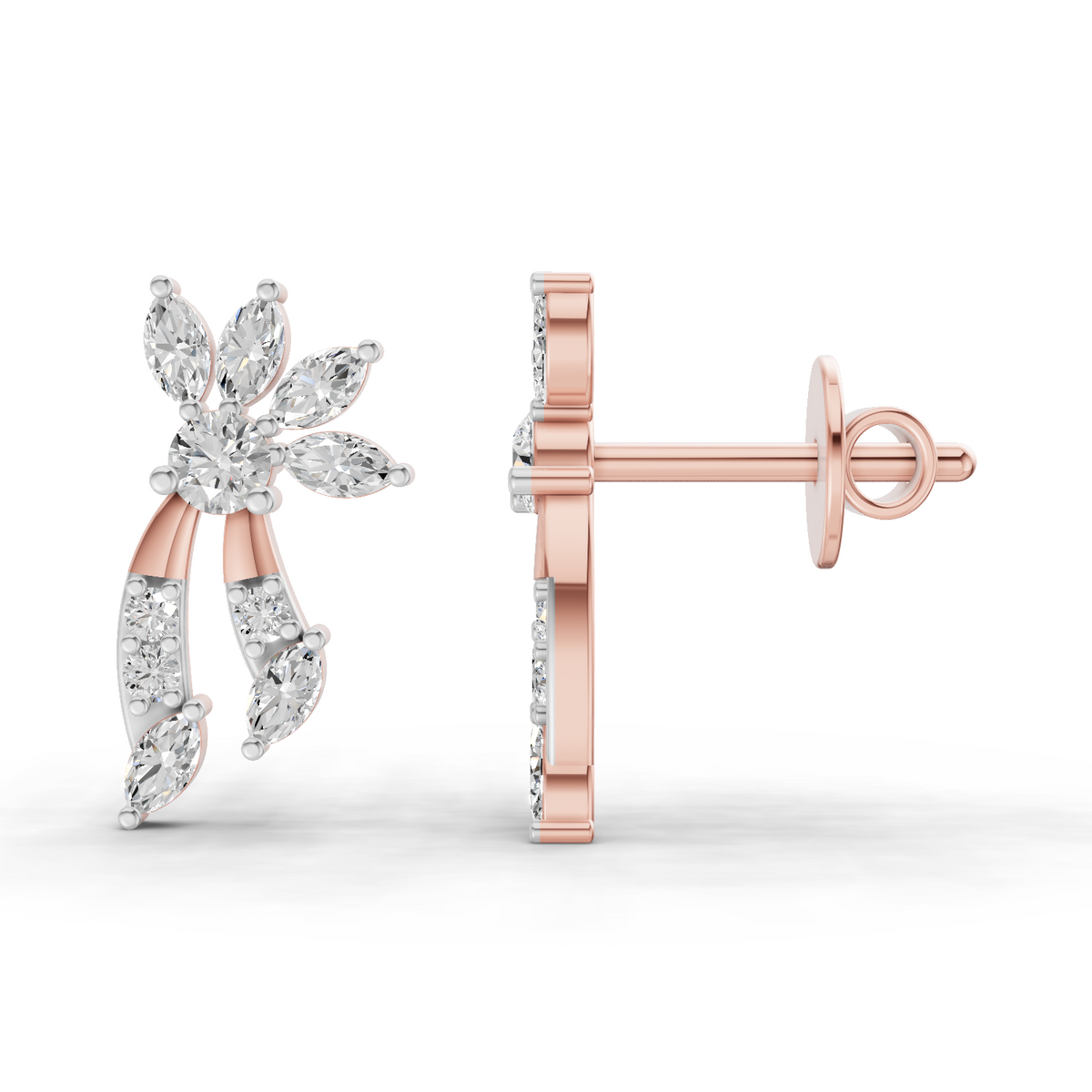Gleaming Flora Diamond Earrings