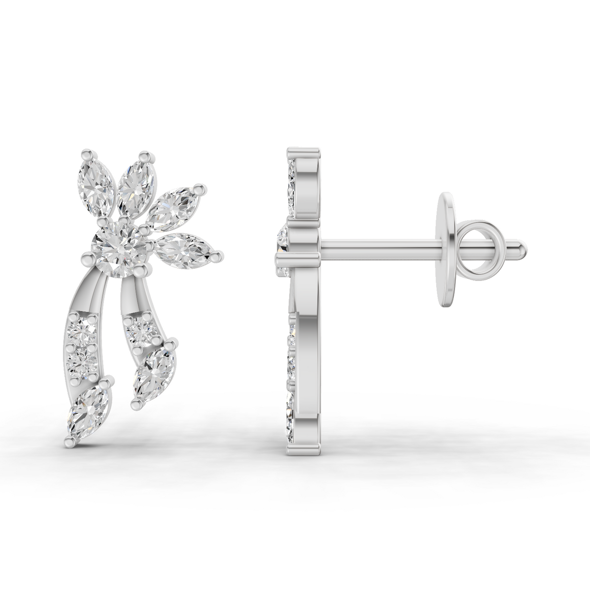 Gleaming Flora Diamond Earrings