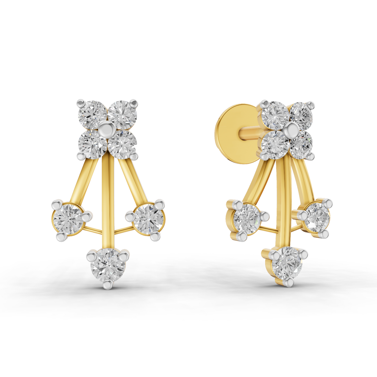 0.41 Carat Diamond Fan Front Earrings 14K