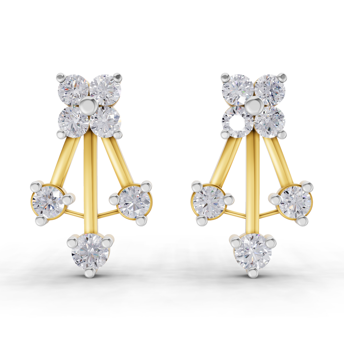 0.41 Carat Diamond Fan Front Earrings 14K