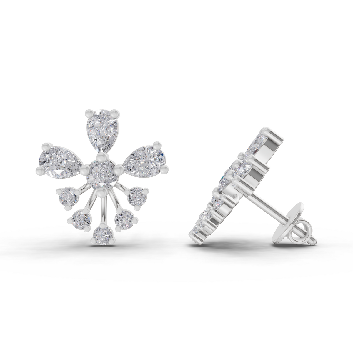 Lustrous Cluster Diamond Stud Earrings