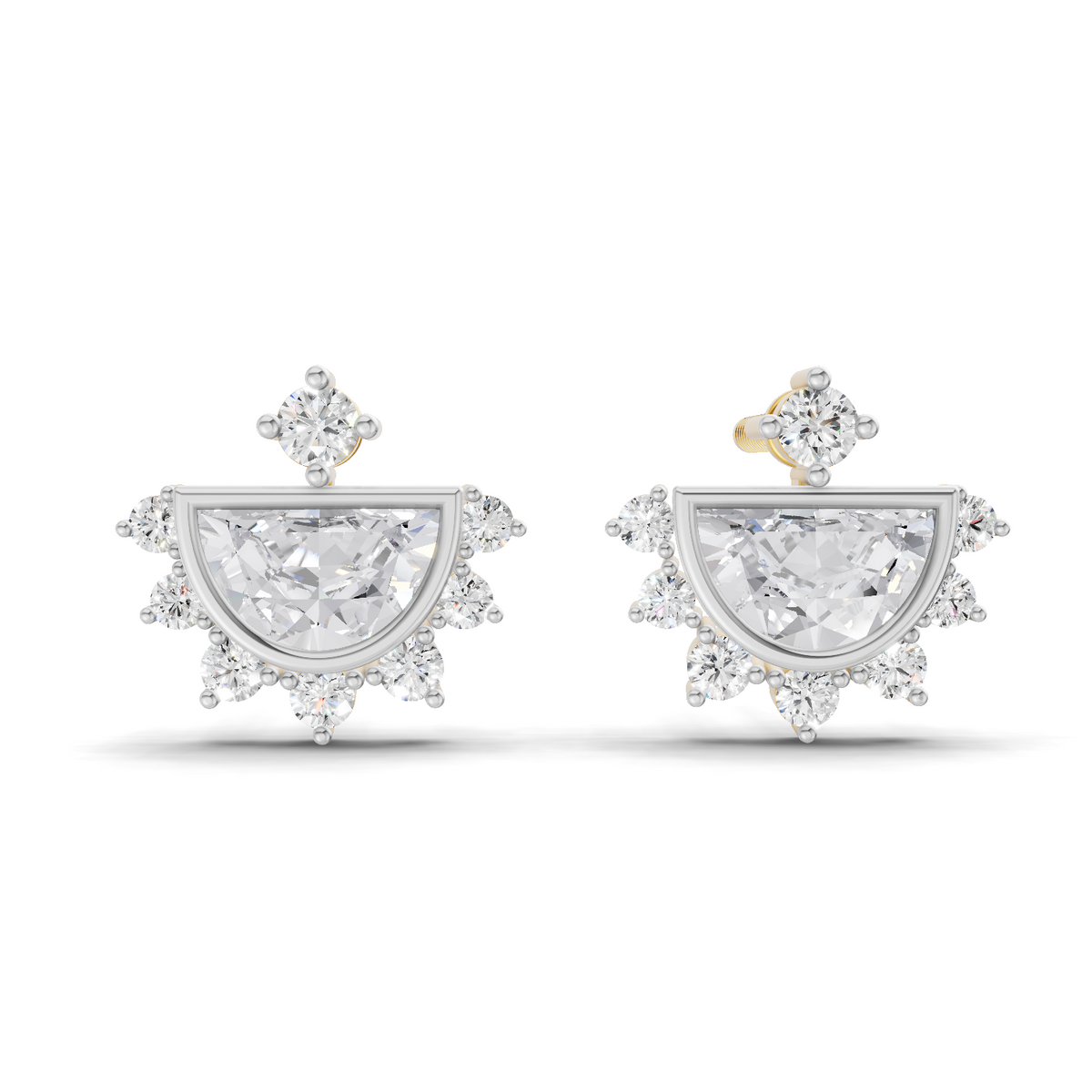 0.99 Carat Crown Diamond Earrings 14K