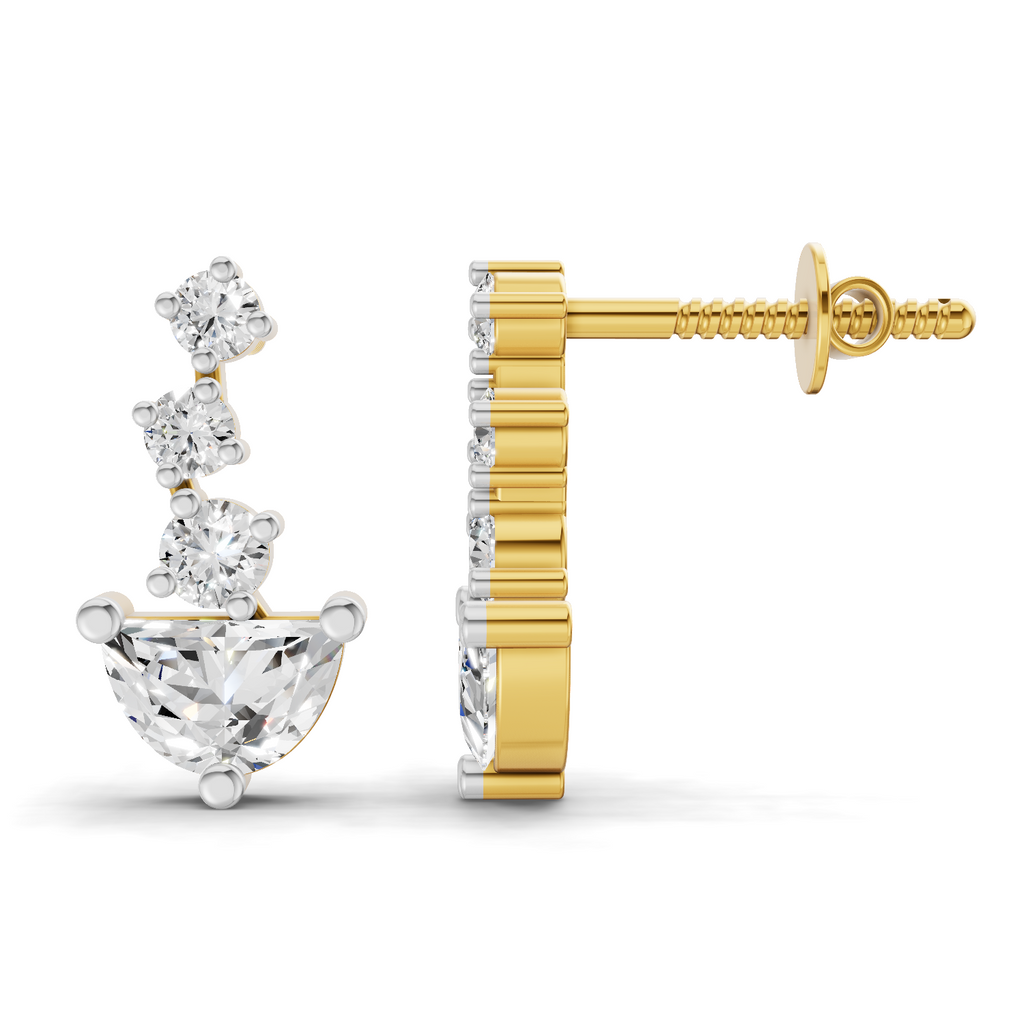 1.03 Carat trillion cut halfmoon Earrings 14K