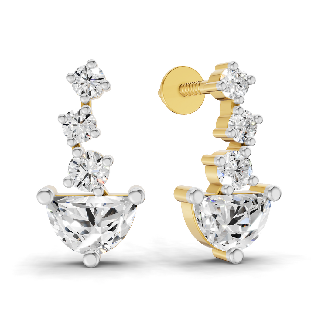 1.03 Carat trillion cut halfmoon Earrings 14K