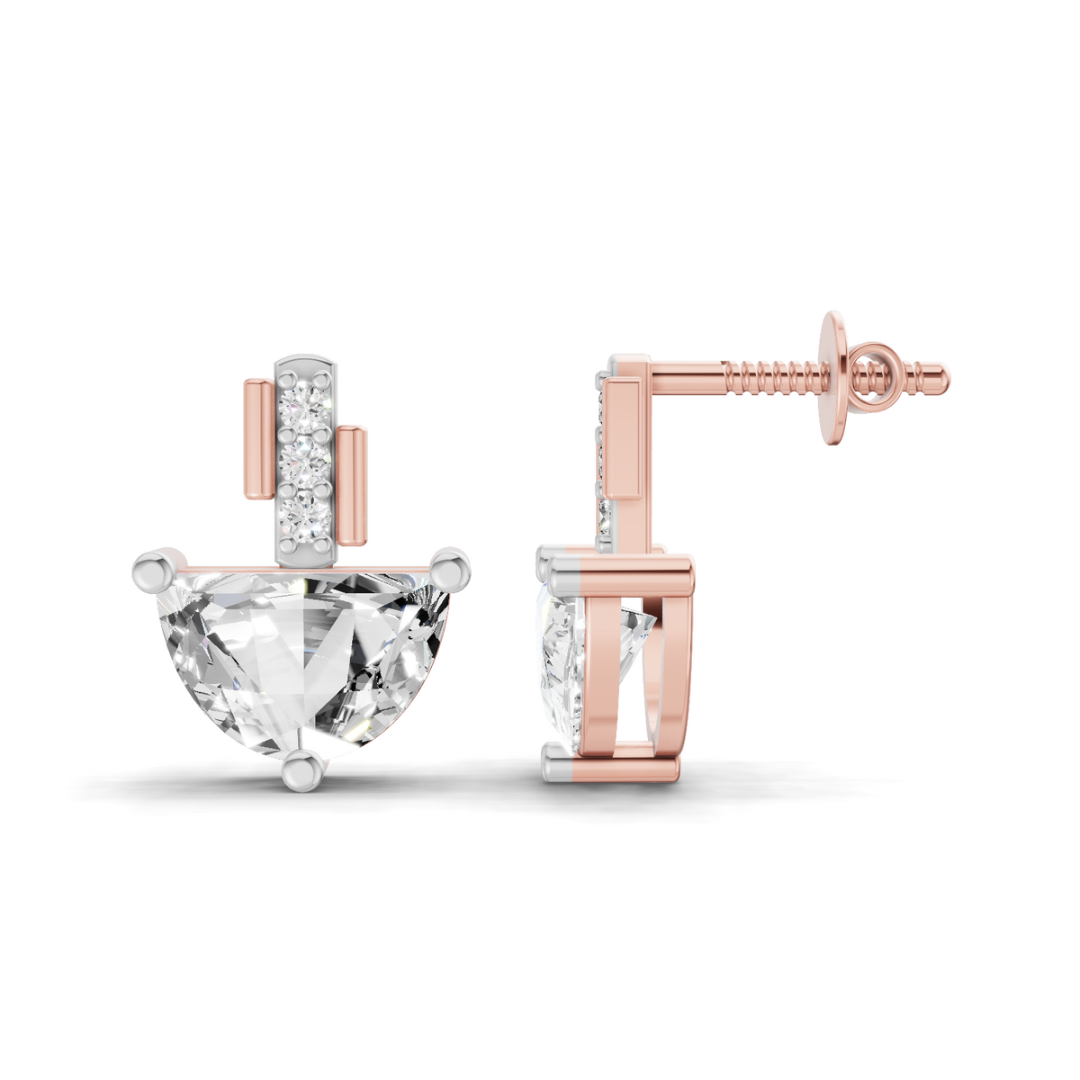 Delicate Moon Diamond Stud Earrings