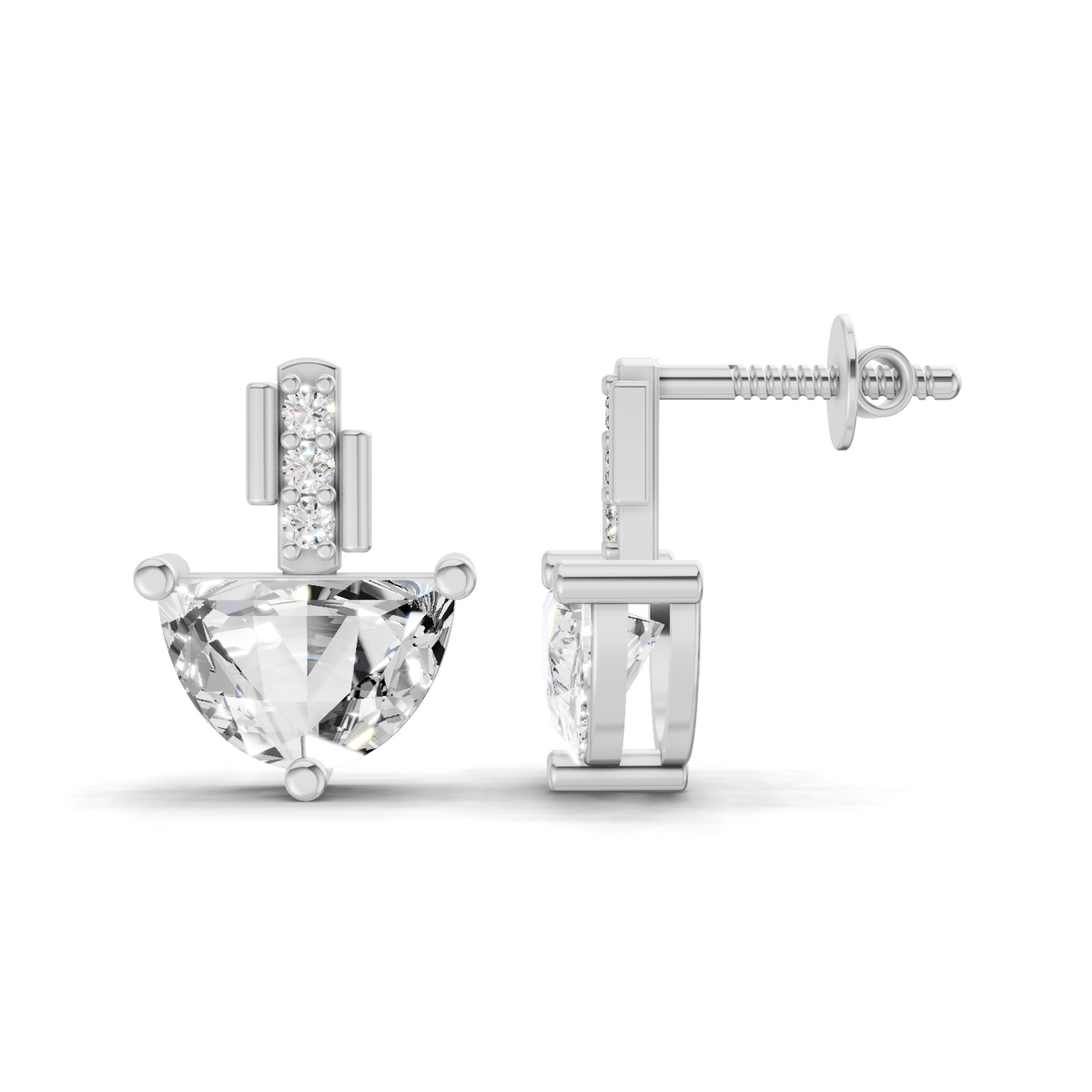 Delicate Moon Diamond Stud Earrings