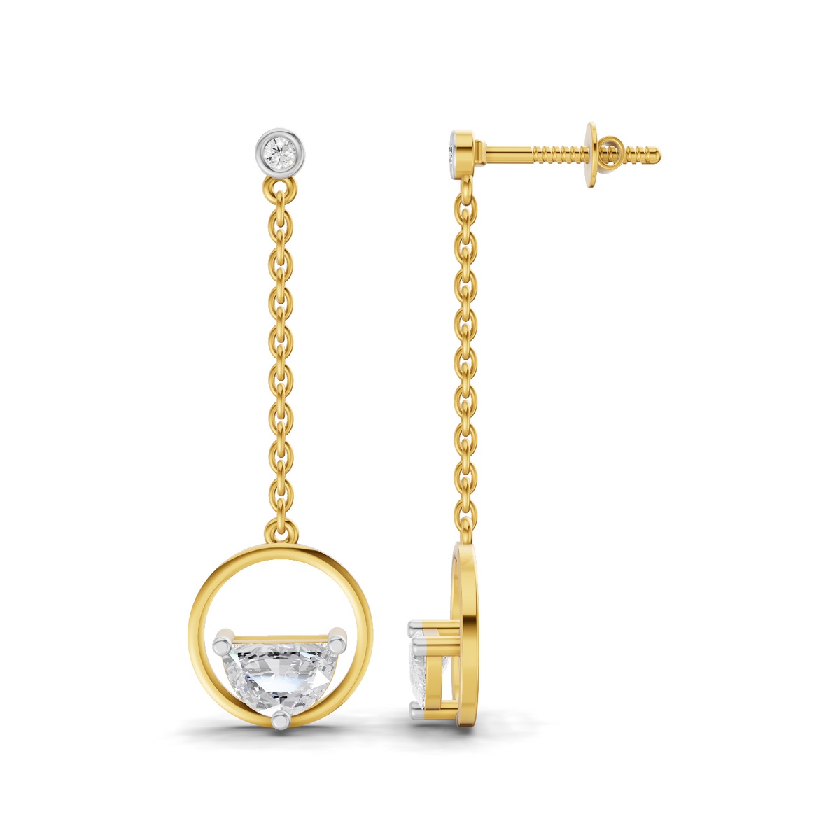 1.12 Carat Luna Drop Diamond Stud Earrings 14K