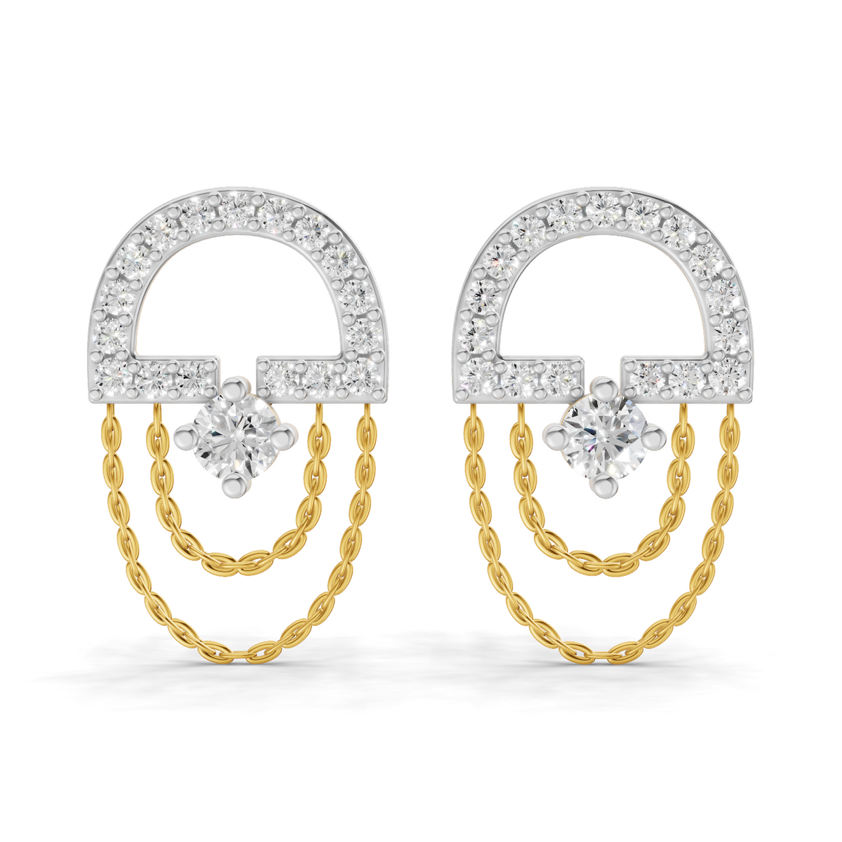 0.46 Carat Chain Drop Stud Earrings 14K
