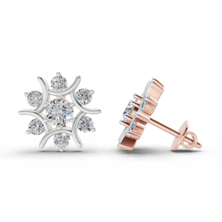 Opulent Round Cluster Diamond Stud Earrings