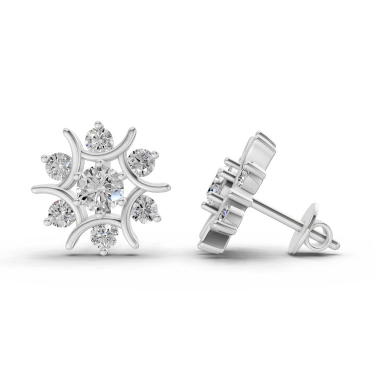 Opulent Round Cluster Diamond Stud Earrings