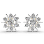 1.73 Carat Round Cluster Diamond Stud Earrings 14K
