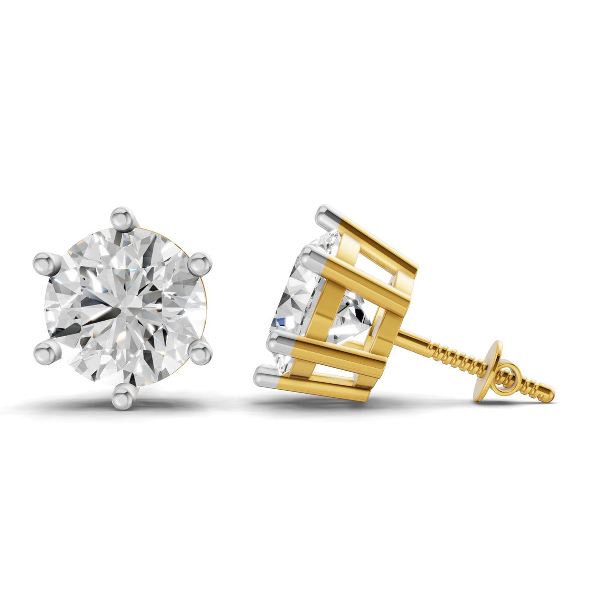 6.24 Carat 14K Gold Timeless Solitaire Stud Earring