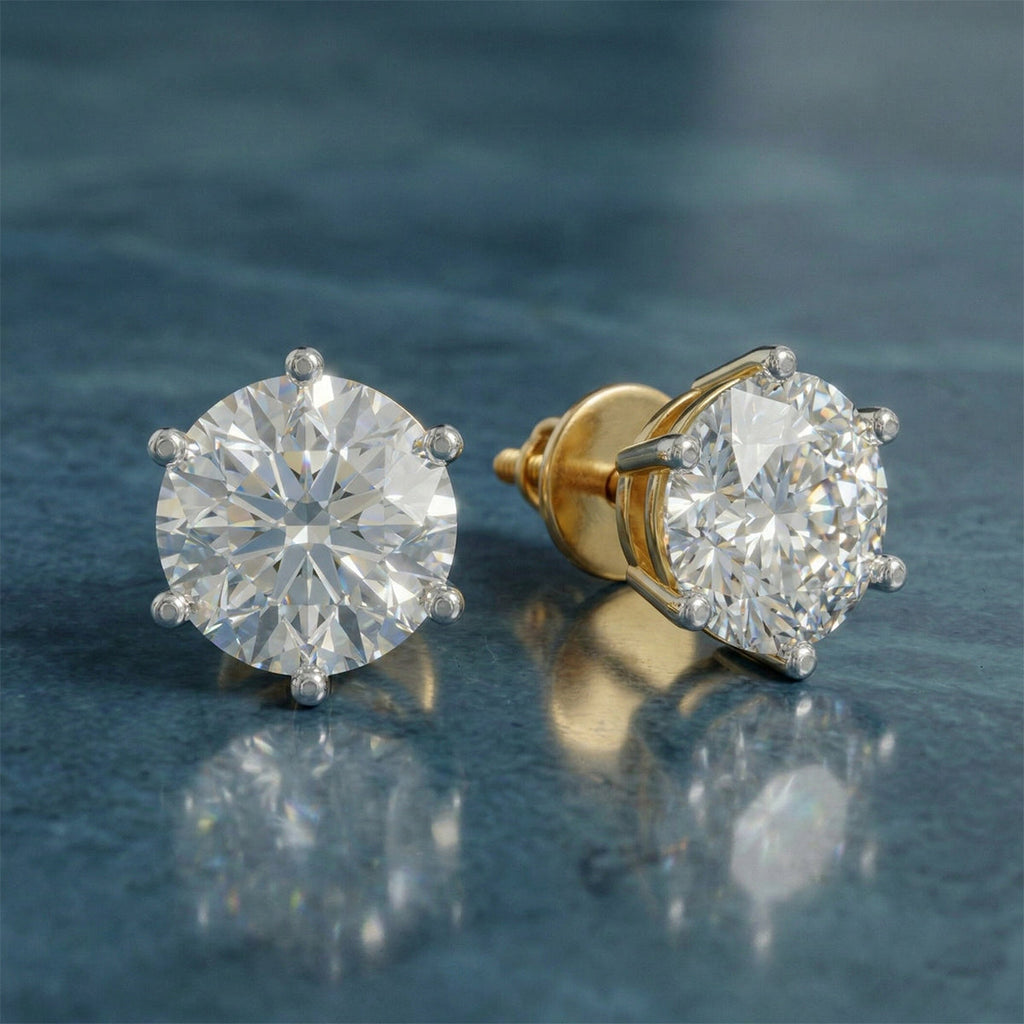6.24 Carat 14K Gold Timeless Solitaire Stud Earring