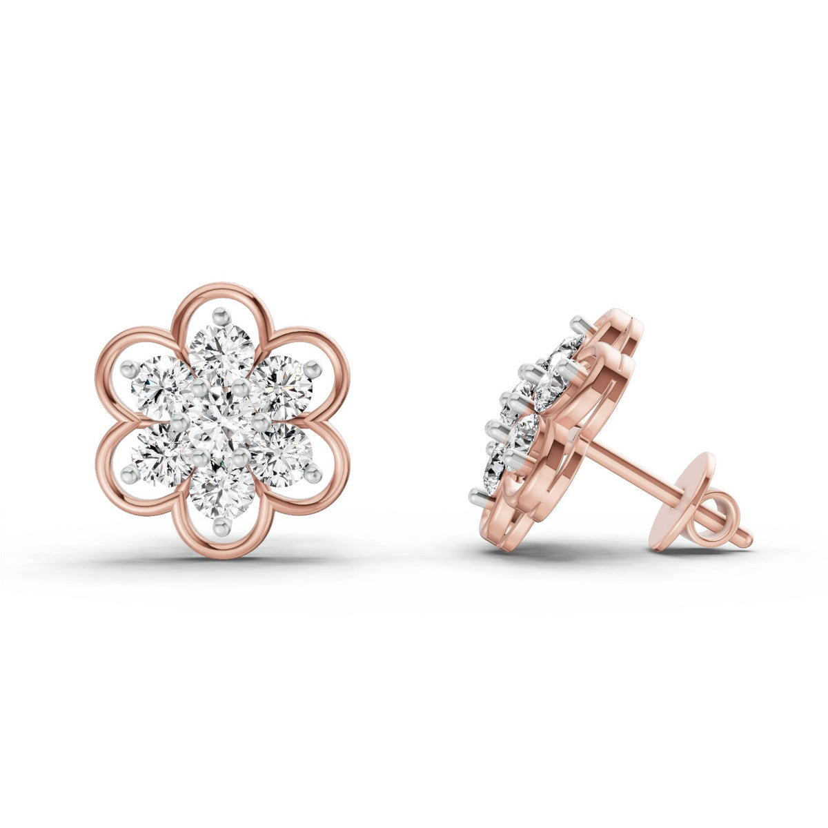 Celestial Floral Cluster Diamond Stud Earrings
