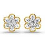 1.20 Carat Floral Cluster Diamond Stud Earrings 14K