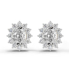 0.95 Carat Oval Cluster Diamond Stud Earrings 14K