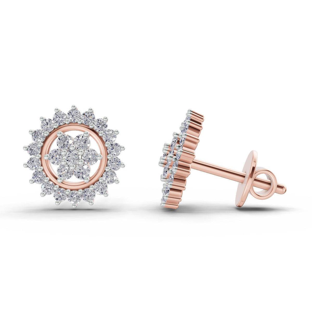 Brilliant Floral Cluster Diamond Stud Earrings