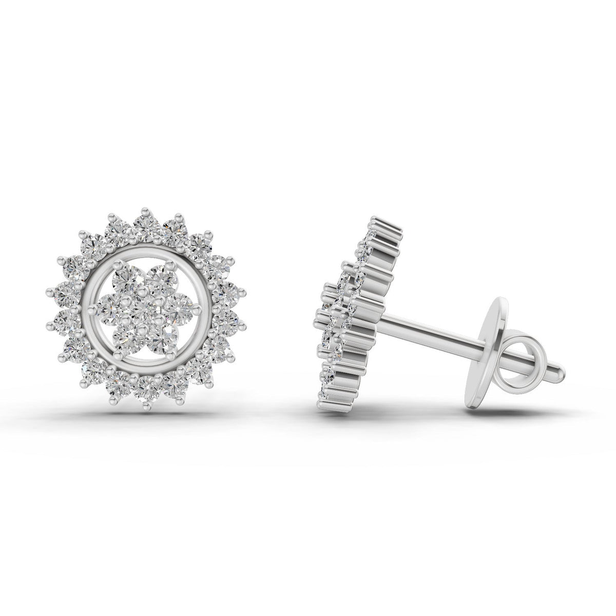 Brilliant Floral Cluster Diamond Stud Earrings