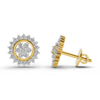 0.83 Carat Floral Cluster Diamond Stud Earrings 14K