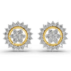 0.83 Carat Floral Cluster Diamond Stud Earrings 14K