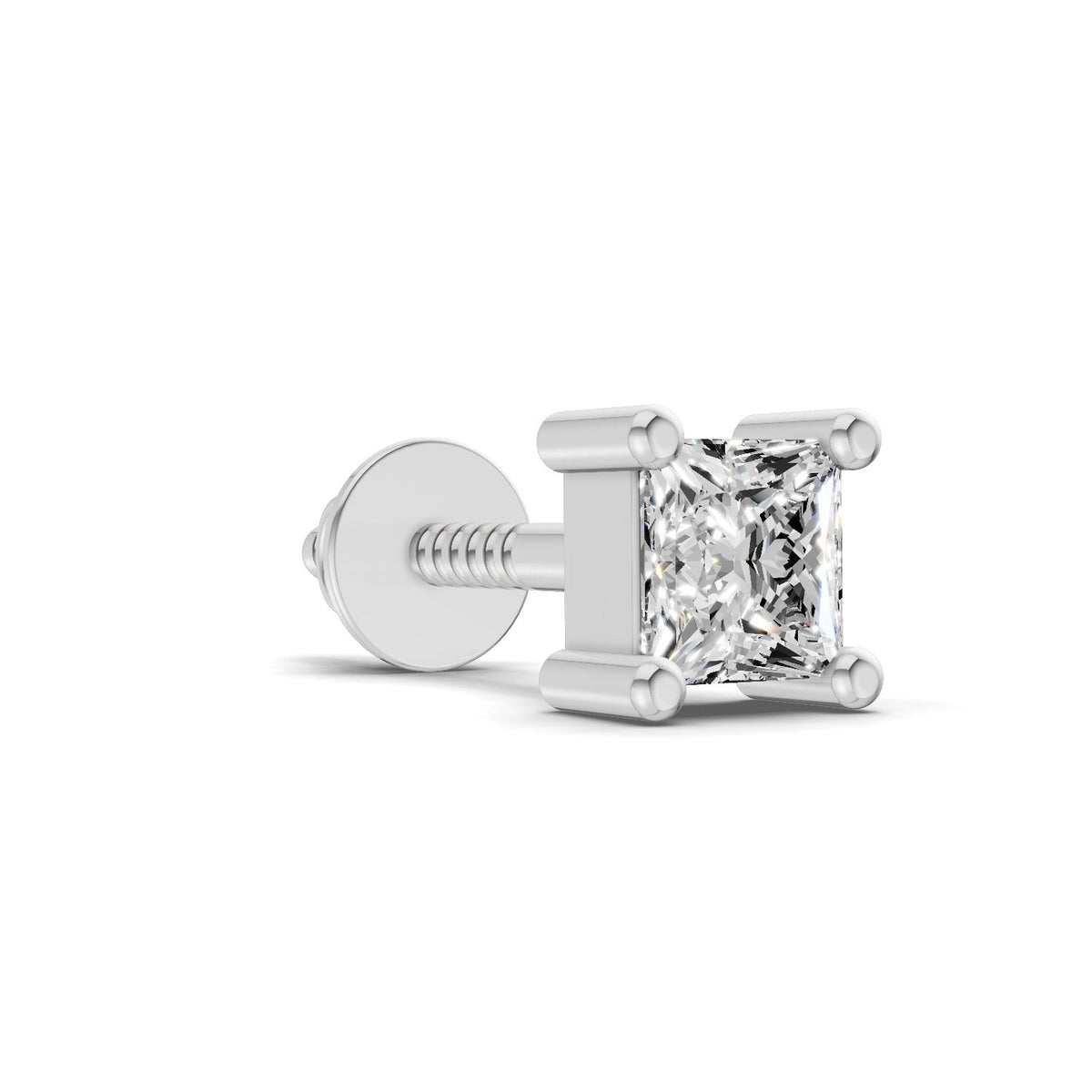 Sparkling Princess-Cut Solitaire Diamond Earrings