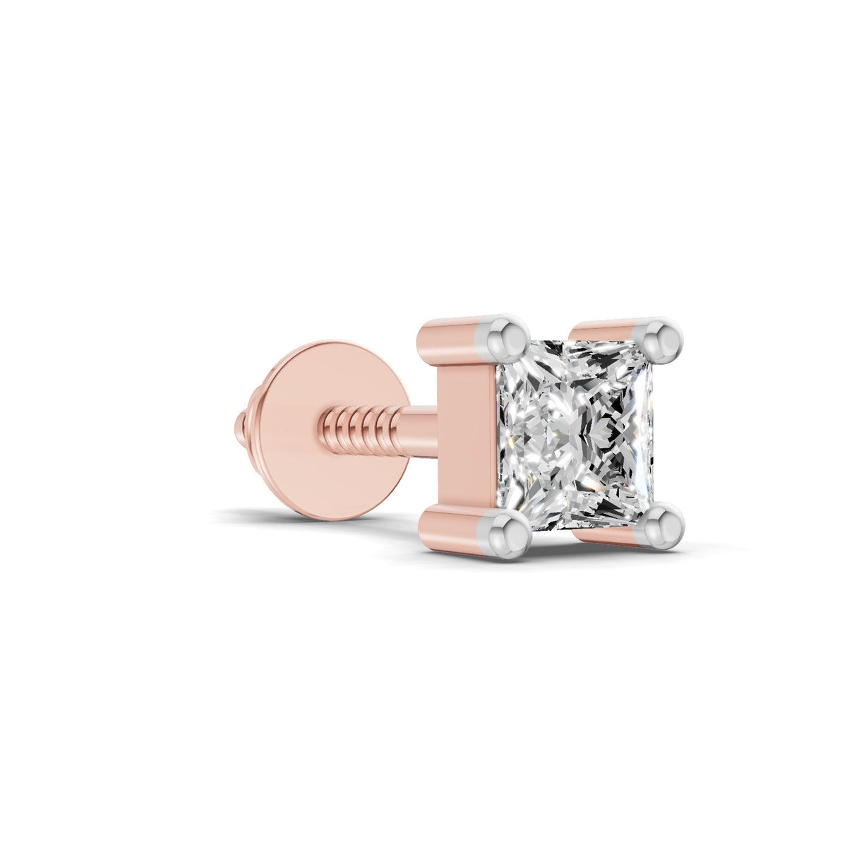 Resplendent Princess-Cut Solitaire Diamond Stud Earrings
