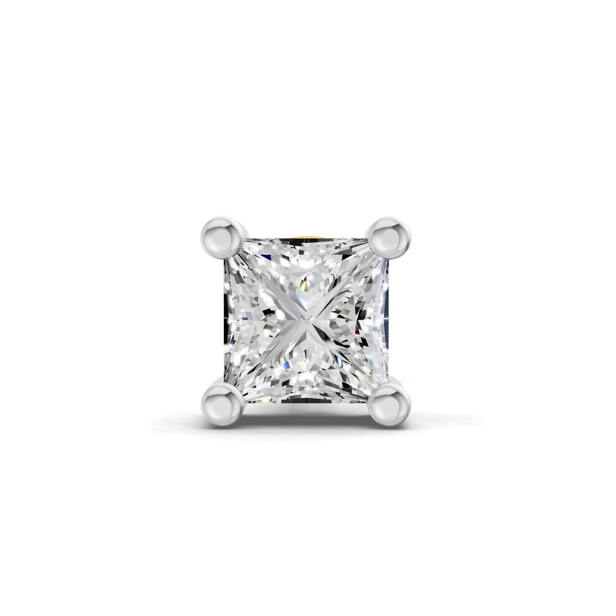 0.3 Carat Princess Shape Solitaire Earring for Men 14K