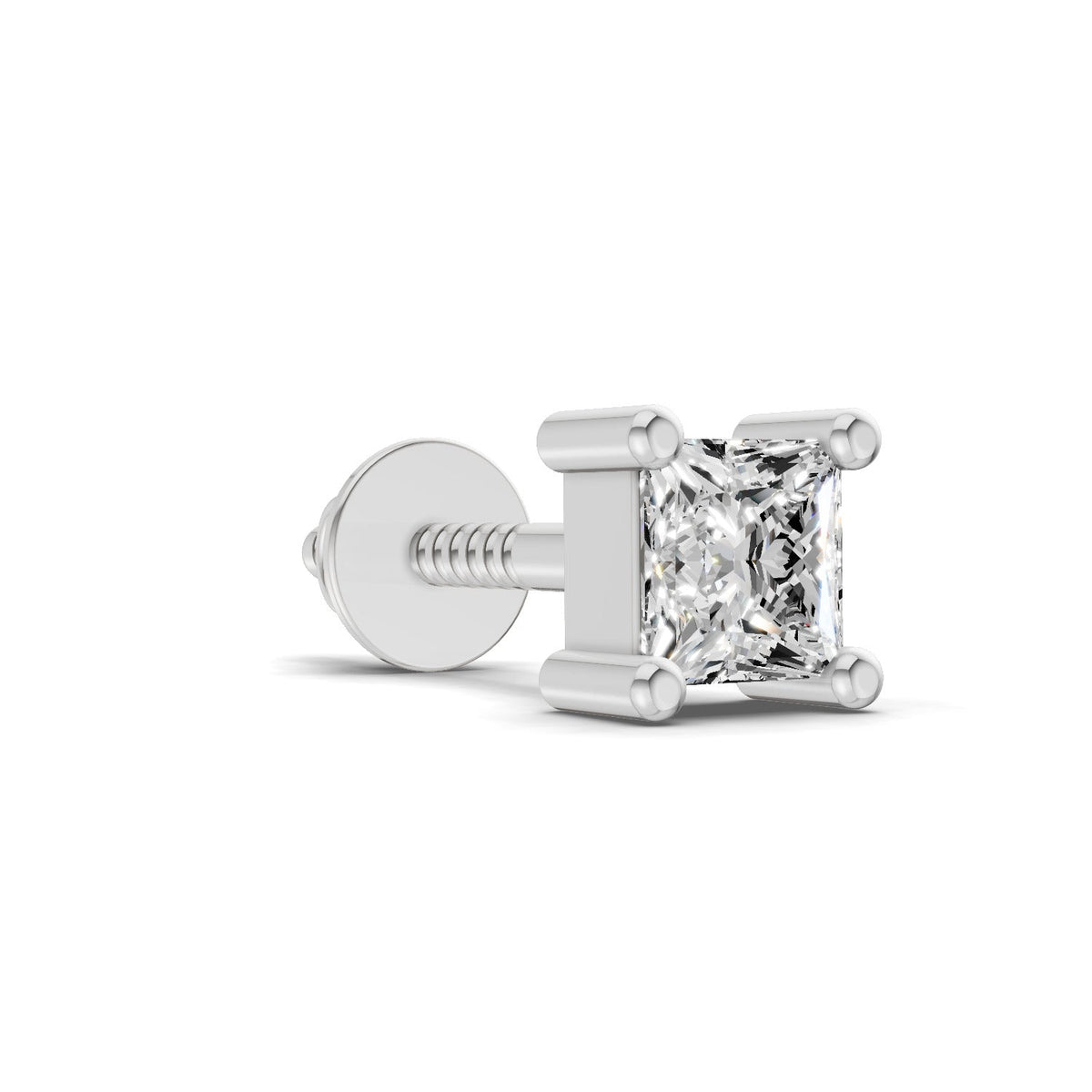 Pristine Princess-Cut Solitaire Diamond Stud Earrings