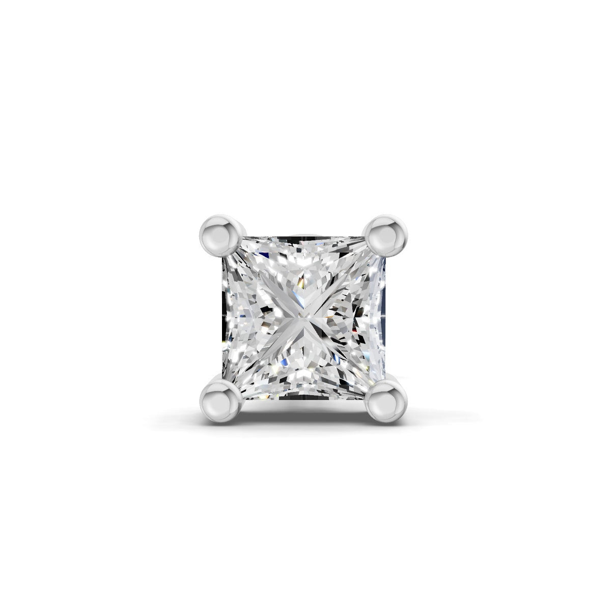 0.4 Carat Princess Shape Solitaire Earring for Men 14K