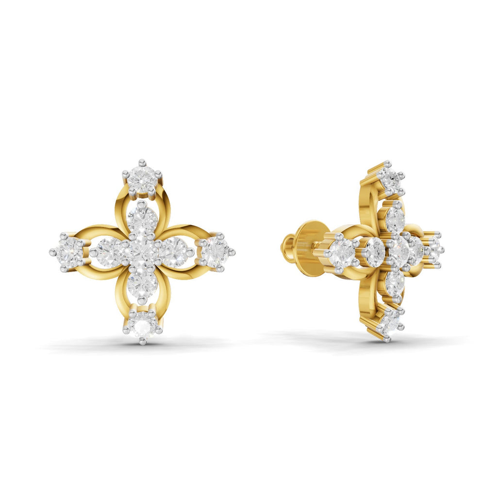0.36 Carat Floral Stud Earrings 14K