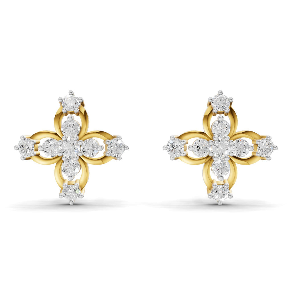 0.36 Carat Floral Stud Earrings 14K