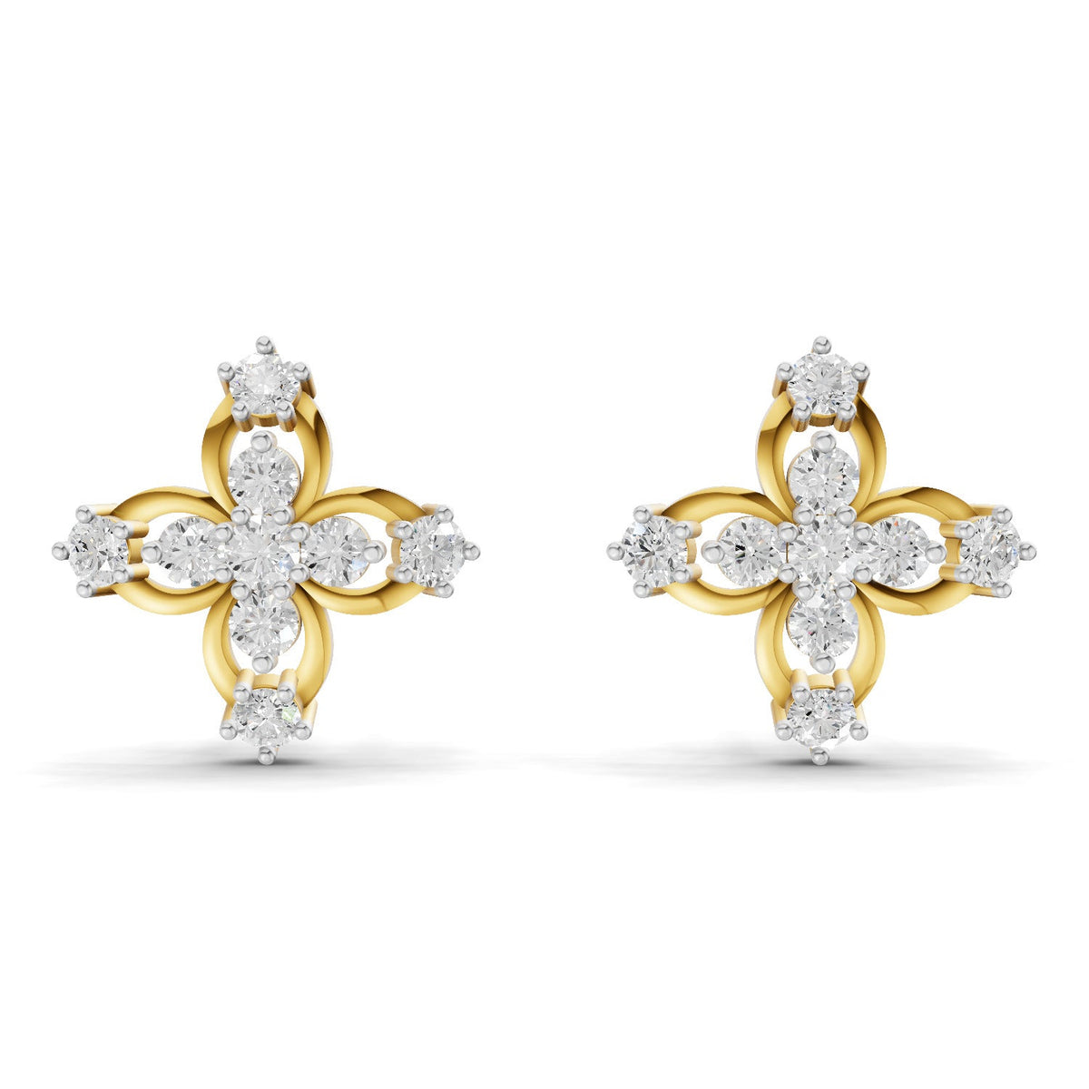 0.36 Carat Floral Stud Earrings 14K