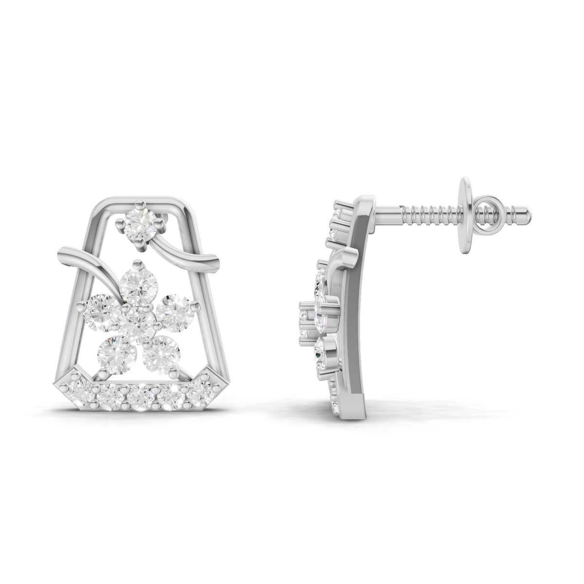 Ethereal Floral Diamond Drop Earrings